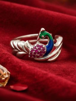 Estele - Swarnika Morbagh Ruby Pink Peacock Ring