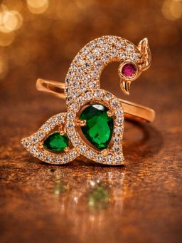 Estele - Rajvika Morbagh Green Ruby Peacock Ring