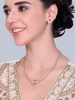 Estele - Shringar - Morbagh White CZ Peacock Necklace with Earrings
