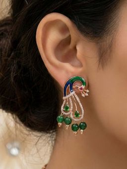 Estele - Mayurika - Morbagh Green CZ Earrings