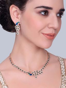 Estele - Alankara - Morbagh Green CZ Sparkle Necklace with Earrings