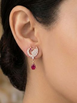 Estele - Mayura - Morbagh Pink Ruby Drop Earrings
