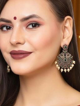 OOMPH - Multi-Color Kempu Stones Drop Earrings