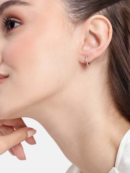 Carlton London - 18kt Rose Gold Plated White CZ Mini Hoop Earrings