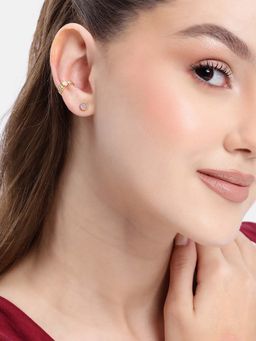 Carlton London - 18kt Gold Plated White Rose Quartz Studded Earrings (Pack of 2)