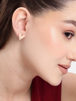 Carlton London - 18kt Rose Gold Plated Heart Stud Earrings