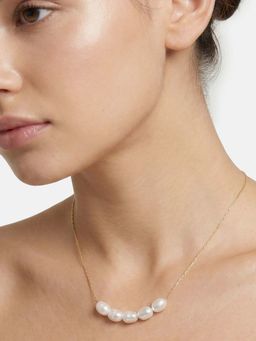 Carlton London - 18kt Gold Plated White Multiple Pearl Necklace