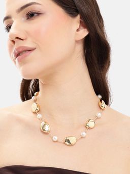 Carlton London - Gold-Plated White Pearl Accent Statement Long Necklace