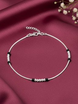GIVA - 925 Silver Midnight Black Bead Anklet