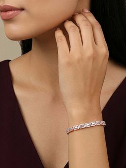 GIVA - 925 Silver Rose Gold White Imperial Tennis Bracelet