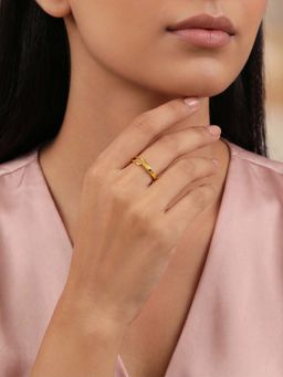 GIVA - 925 Silver Gold Plated Frame Edge Ring