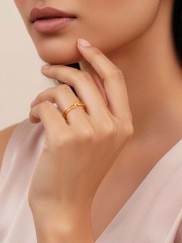 GIVA - 925 Silver Gold Plated Recta Tie Ring