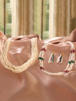 Zaveri Pearls - Multi-Color Multistrand Necklace and Earrings (Pack of 2)