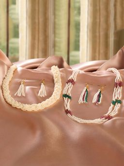 Zaveri Pearls - Multi-Color Multistrand Necklace and Earrings (Pack of 2)