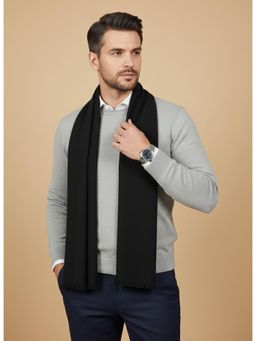 MUFFLY - Men Fringed Stole - Black