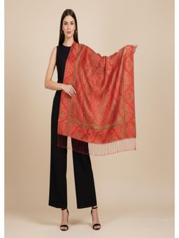 MUFFLY - Women Paisley Printed Pattern Bamboo Silk Stole - Orange