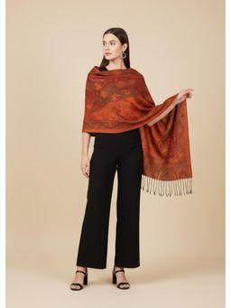 MUFFLY - Women Woven Paisley Pattern Stole - Rust
