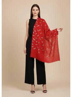 MUFFLY - Women Foil Printed Stole - Red