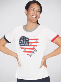 SKECHERS - Flag Heart Ringer Tee