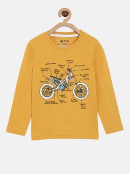 3PIN - Boys Yellow Cotton Printed Sweatshirts