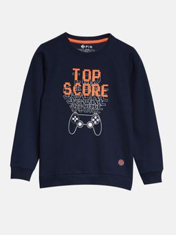 3PIN - Boys Navy Blue Cotton Printed Sweatshirts