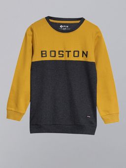 3PIN - Boys Mustard Cotton Printed Sweatshirts