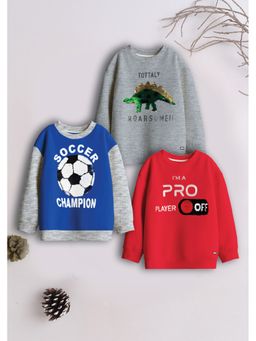 3PIN - Boys Multi-Color Cotton Printed Sweatshirts (Pack of 3)