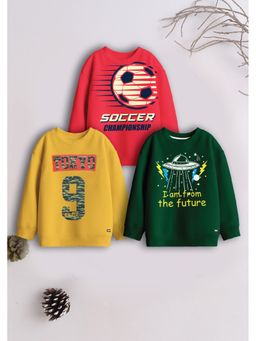 3PIN - Boys Multi-Color Cotton Printed Sweatshirts (Pack of 3)