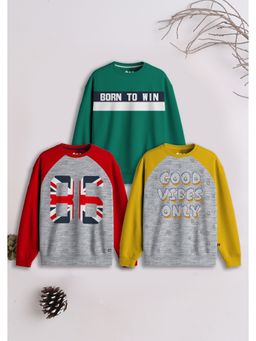 3PIN - Boys Multi-Color Cotton Printed Sweatshirts (Pack of 3)