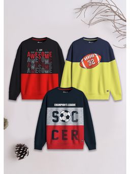 3PIN - Boys Multi-Color Cotton Printed Sweatshirts (Pack of 3)