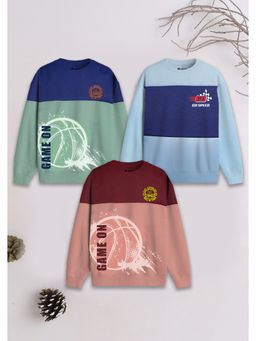 3PIN - Boys Multi-Color Cotton Printed Sweatshirts (Pack of 3)