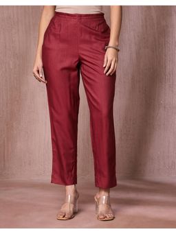 Fabindia - Maroon Viscose Silk Full Length Ethnic Pant