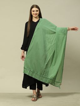 Rangriti - Green Cotton Solid Dupatta