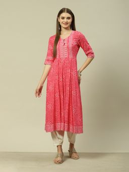 Rangriti - Pink Viscose Straight Printed Kurta