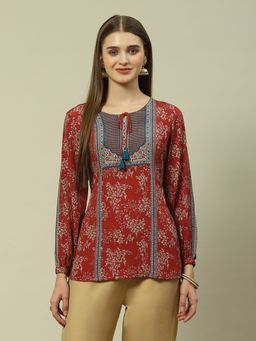 Rangriti - Rust Polyester Straight Printed Top