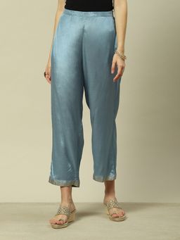 Rangriti - Grey Viscose Straight Solid Palazzo