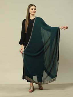 Rangriti - Teal Polyester Solid Dupatta