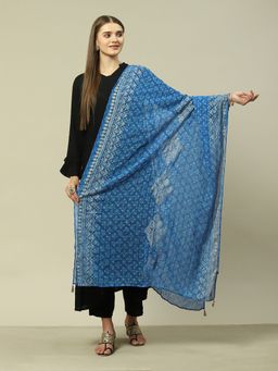 Rangriti - Blue Polyester Printed Dupatta