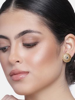 Estele - Gold Plated Flower Designer Stud Earrings for Women