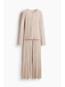 H&M - Women Beige Ribbed Jersey Pyjamas