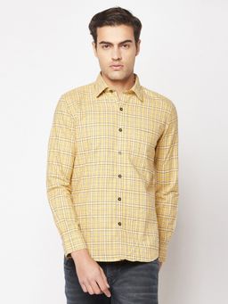 CRIMSOUNE CLUB - Men Yellow Plaid Shirt