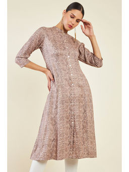 Soch - Women Brown Rayon Printed Kurta