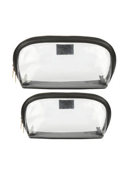 Fuchsia by Aashka Mehta - Clear & Black Vanity Pouch Set Of 2