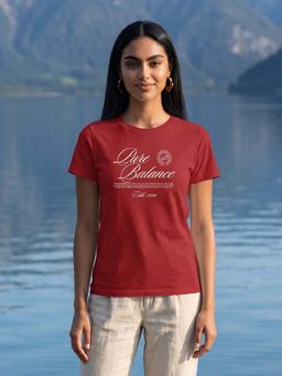 Nobero - Red Women Stylish Regular Fit Graphic Printed 180 GSM Combed Cotton T-Shirt