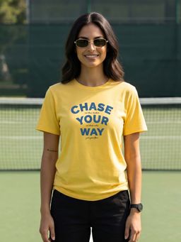 Nobero - Yellow Women Stylish Regular Fit Graphic Printed 180 GSM Combed Cotton T-Shirt