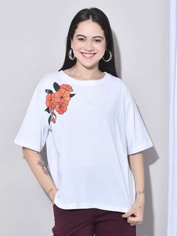FFU - Women's White Oversized Fit Casual T-Shirt