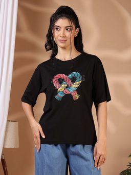 FFU - Women's Black Oversized Fit Casual T-Shirt