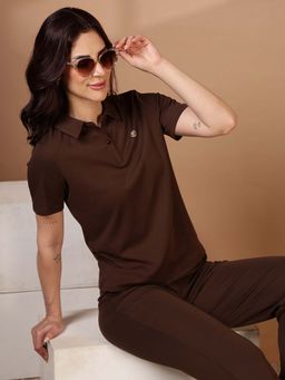 FFU - Brown Women Regular Fit Casual Polo T-Shirt