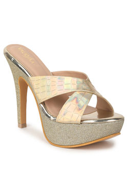 VALIOSAA - Gold Party Textured Stilettos