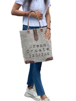 Mona B - Women Grey Canvas Tote Bag